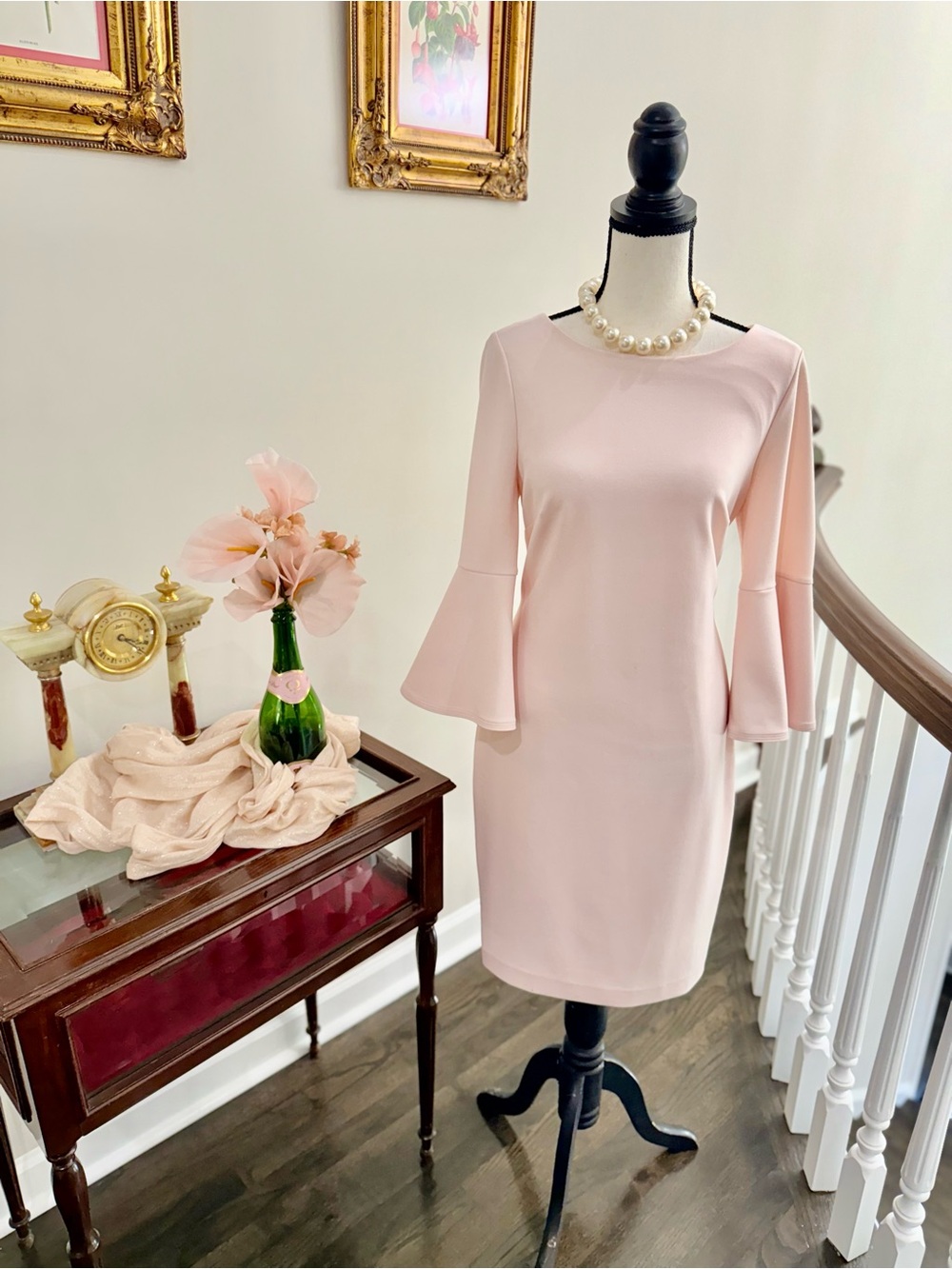 #ICONIC | Calvin Klein Light Pink Bell-Sleeve Shift Dress | Size 10 !